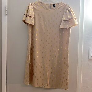 SHEIN tan and gold dress, ruffle sleeve size M
